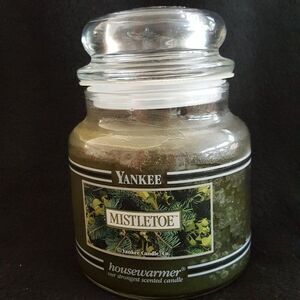 Yankee Candle Retired Black Band Mistletoe Xmas Housewarmer 14.5 oz Jar Rare